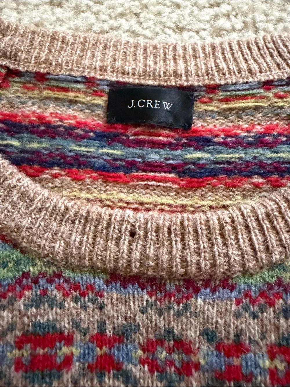 J.CREW 100% Lambswool Fair Isle Crewneck Pullover Sweater classic style